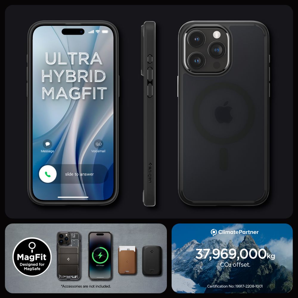 Pokrowiec etui Spigen Ultra Hybrid Mag Magsafe Frost czarne APPLE iPhone 15 Pro / 12