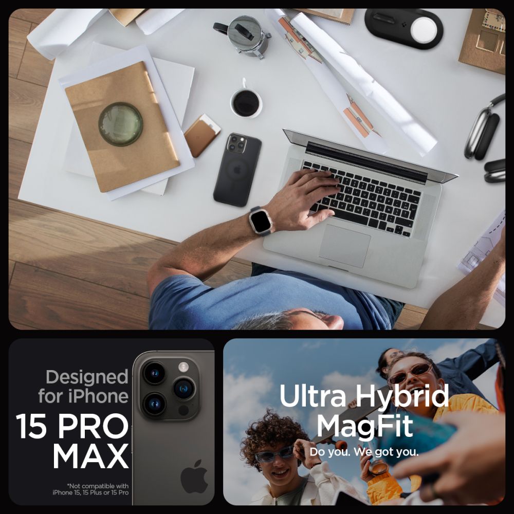 Pokrowiec etui Spigen Ultra Hybrid Mag Magsafe Frost czarne APPLE iPhone 15 Pro Max / 7