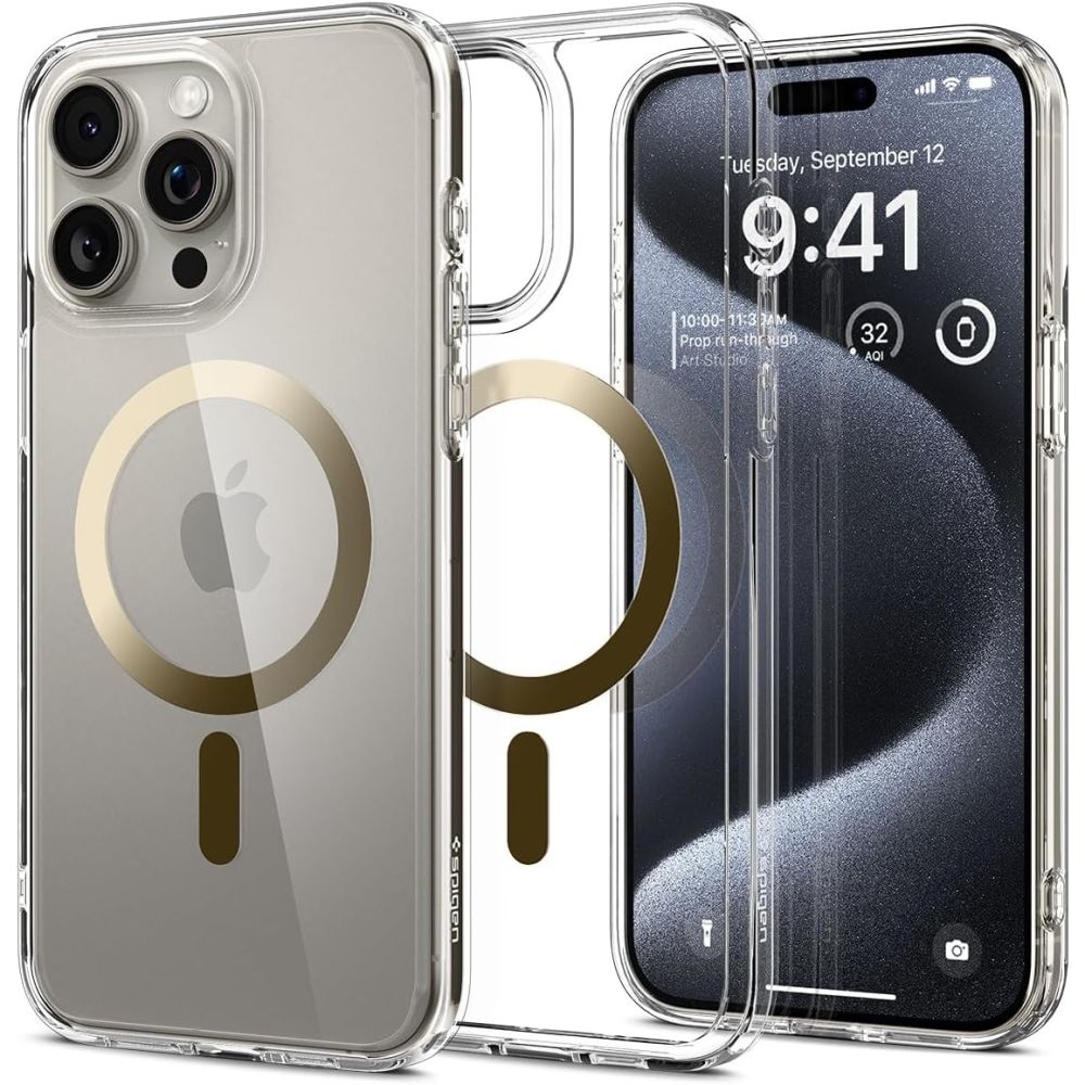 Pokrowiec etui Spigen Ultra Hybrid Mag Magsafe złote APPLE iPhone 15 Pro