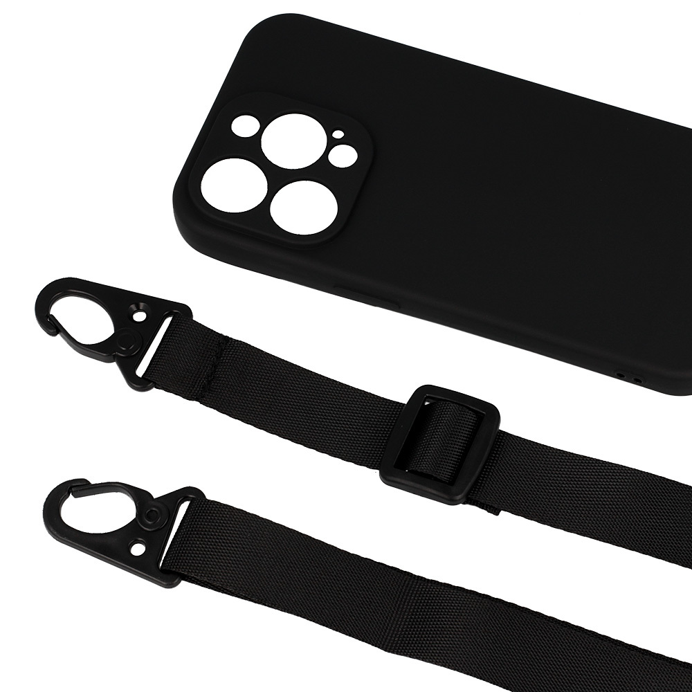 Pokrowiec etui Strap Silicone Case wzór 2 czarne APPLE iPhone 15 Pro Max / 5