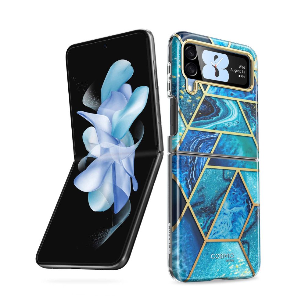 Pokrowiec etui Supcase Cosmo Marble niebieskie SAMSUNG Galaxy Z Flip 4