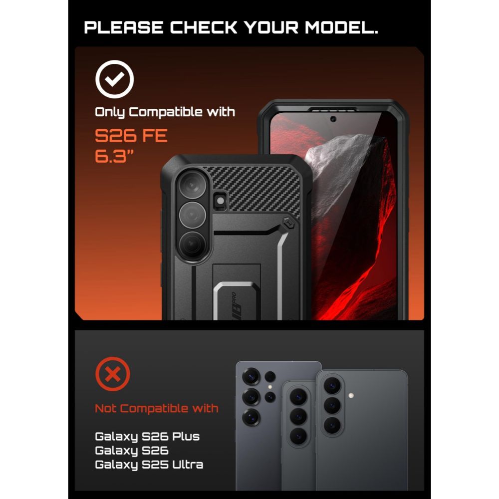 Pokrowiec etui Supcase Unicorn Beetle Pro czarne SAMSUNG Galaxy S26 FE / 11 Pokrowiec etui Supcase Unicorn Beetle Pro czarne SAMSUNG Galaxy S26 FE / 11