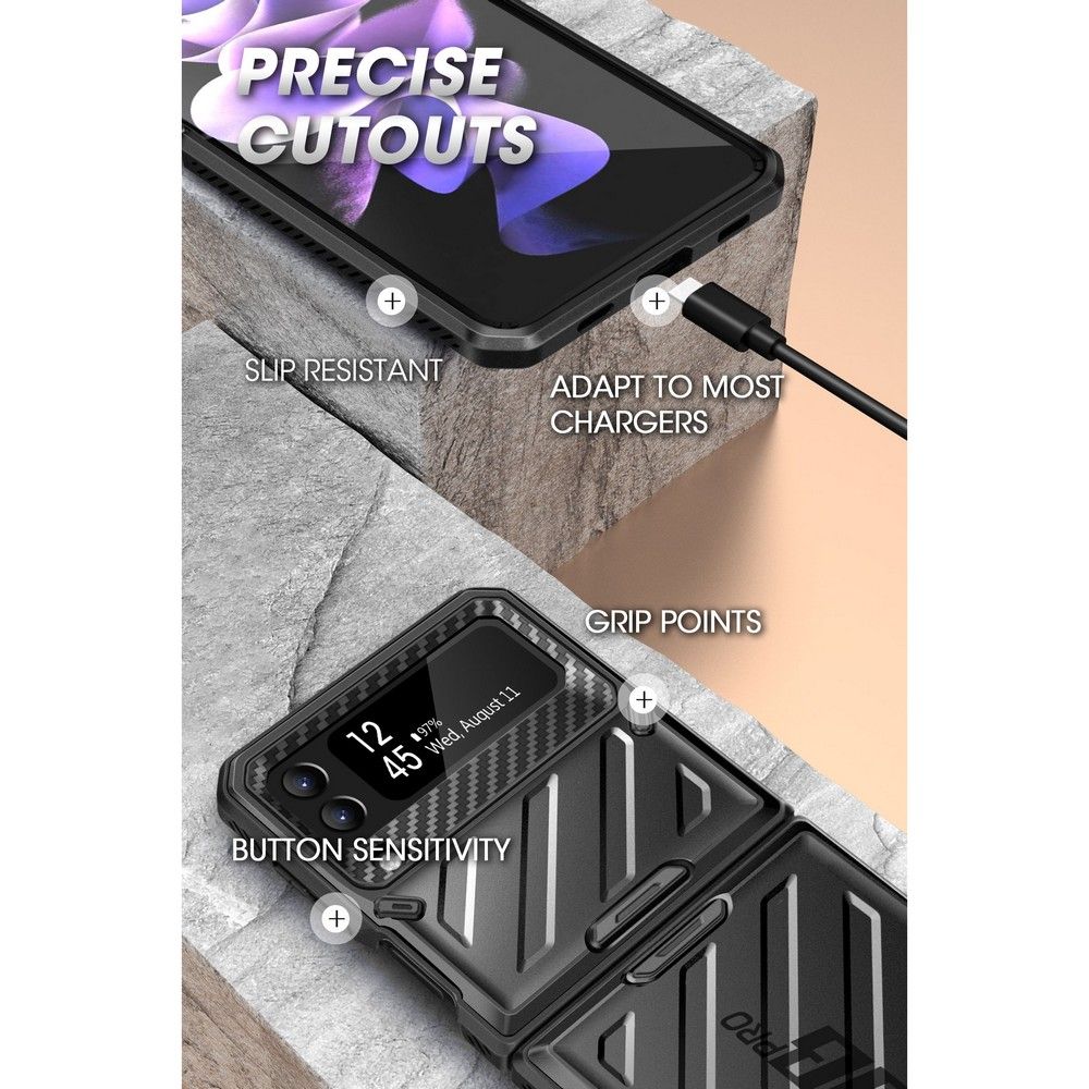 Pokrowiec etui Supcase  Unicorn Beetle Pro czarne SAMSUNG Galaxy Z Flip 4 / 3