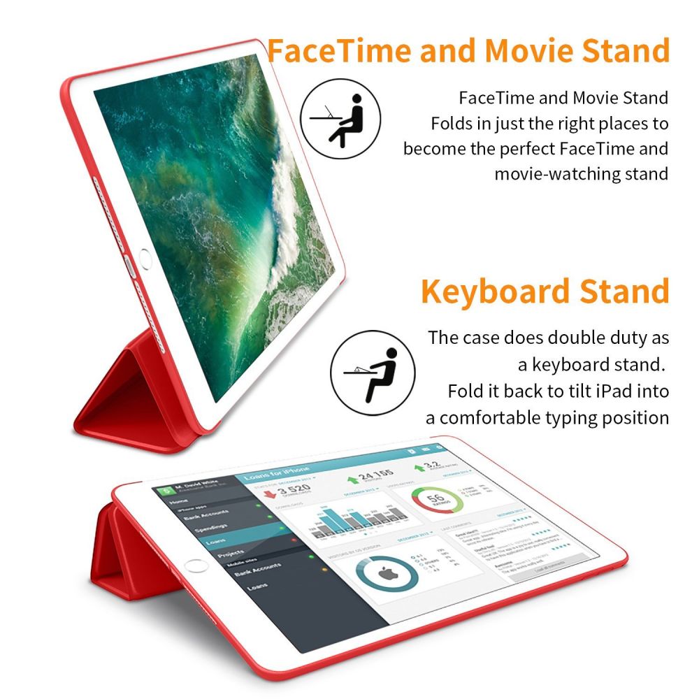 Pokrowiec etui Tech-protect Smartcase czerwone APPLE iPad Air 2 / 7