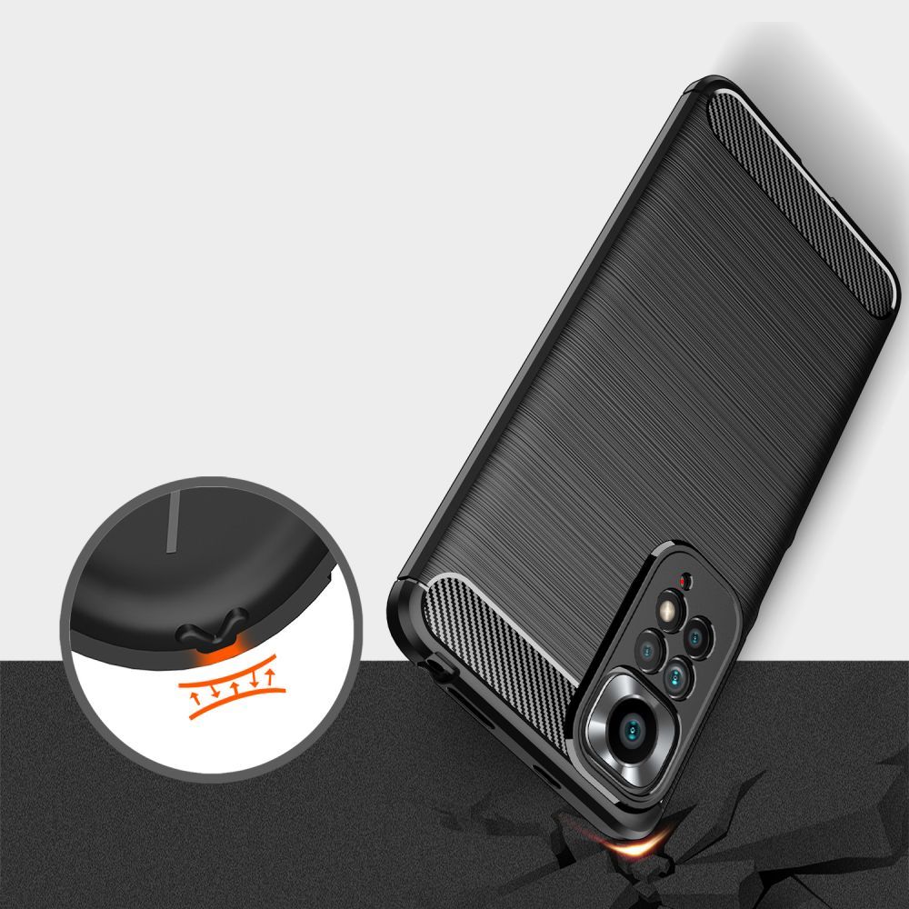 Pokrowiec etui Tech-Protect TPU Carbon czarne Xiaomi Redmi Note 11 Pro / 7