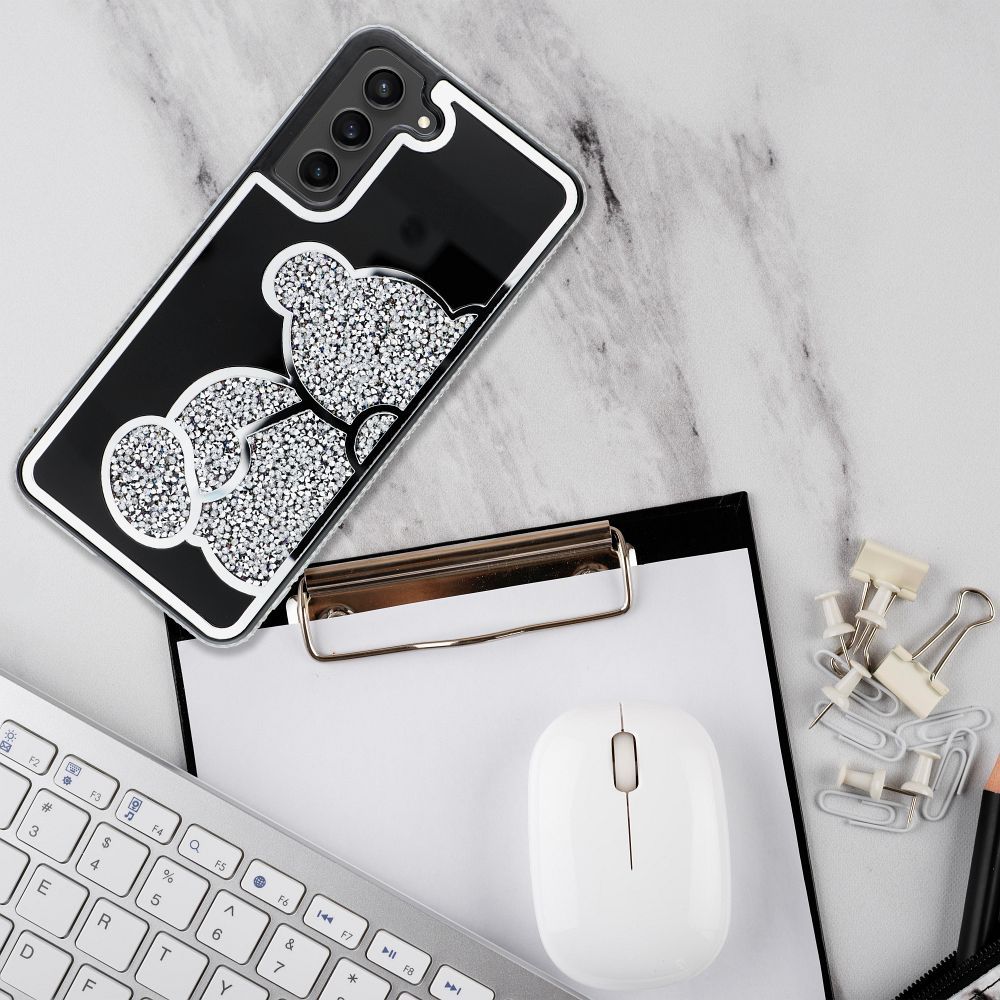 Pokrowiec Etui Teddy Bear srebrne SAMSUNG Galaxy A52s 5G / 3