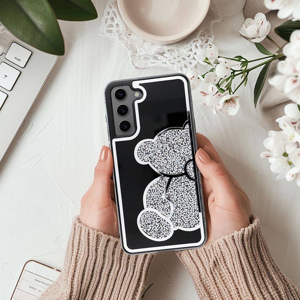 Pokrowiec Etui Teddy Bear srebrne SAMSUNG Galaxy A52s 5G / 5