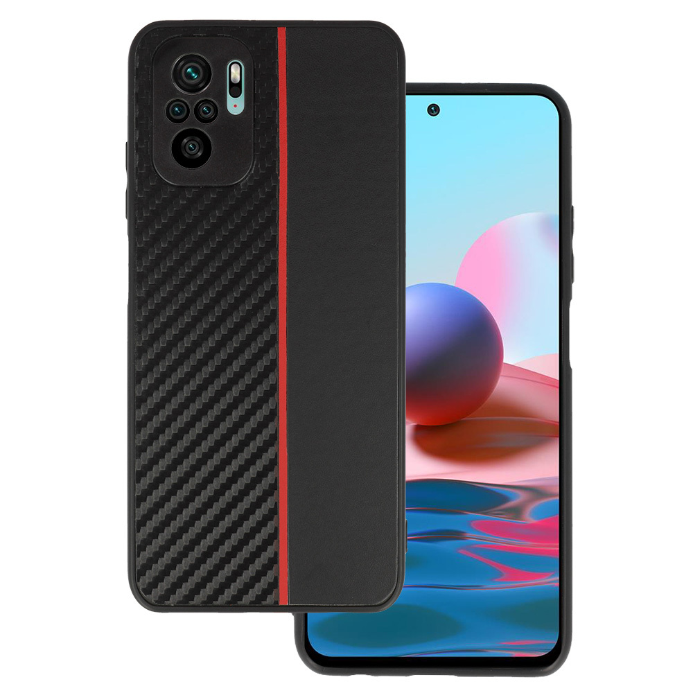 Pokrowiec etui Tel Protect Carbon Case z paskiem czerwone Xiaomi Redmi Note 10S