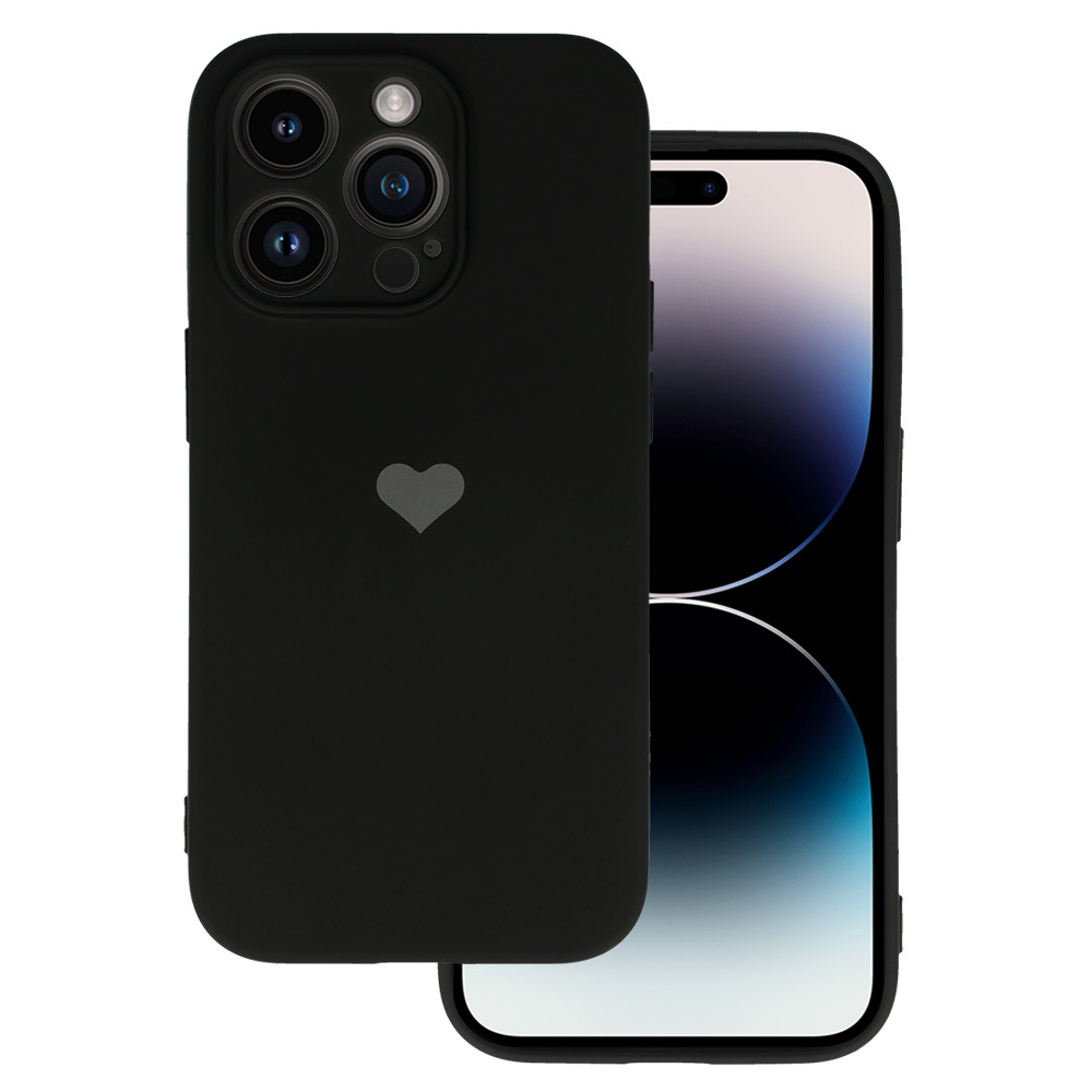 Pokrowiec etui Vennus Silicone Heart Case czarne APPLE iPhone 14 Pro Max