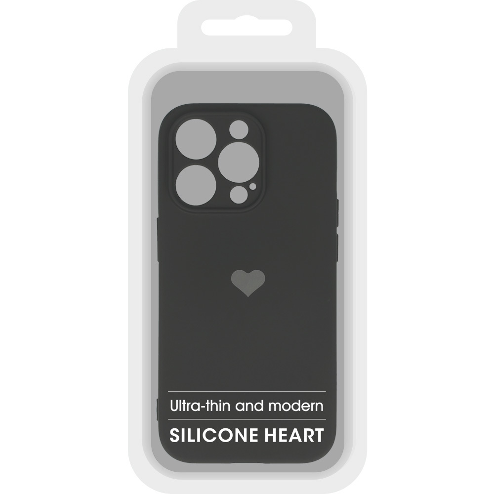 Pokrowiec etui Vennus Silicone Heart Case czarne APPLE iPhone 14 Pro Max / 6