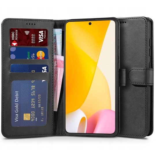 Pokrowiec etui z klapk Tech-protect Wallet Czarne Xiaomi 12 Lite
