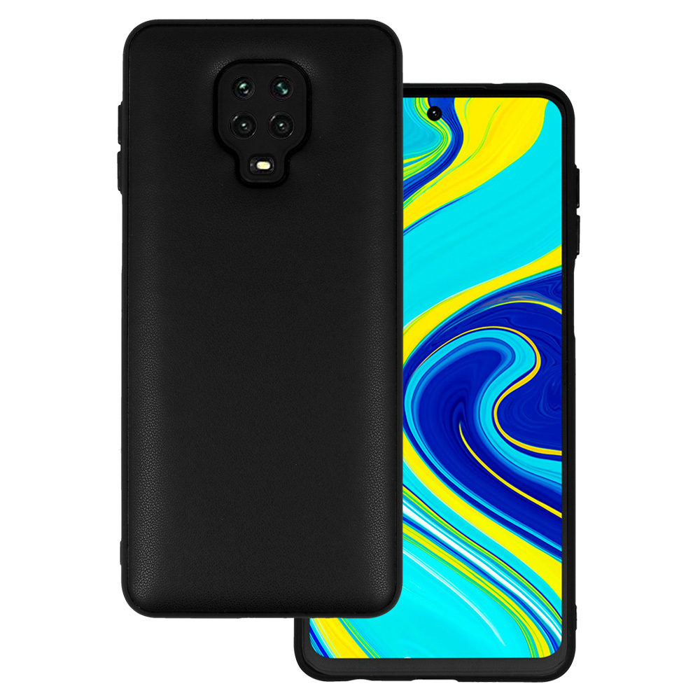 Pokrowiec etui z ekoskry 3D Leather Case wzr 1 czarne Xiaomi Redmi Note 9 Pro