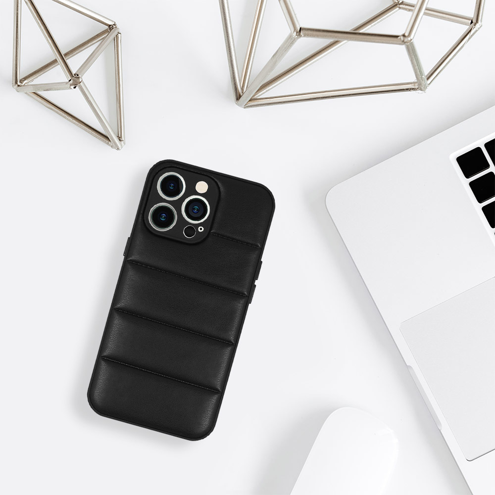 Pokrowiec etui z ekoskry 3D Leather Case wzr 2 czarne Xiaomi Redmi Note 9S / 7