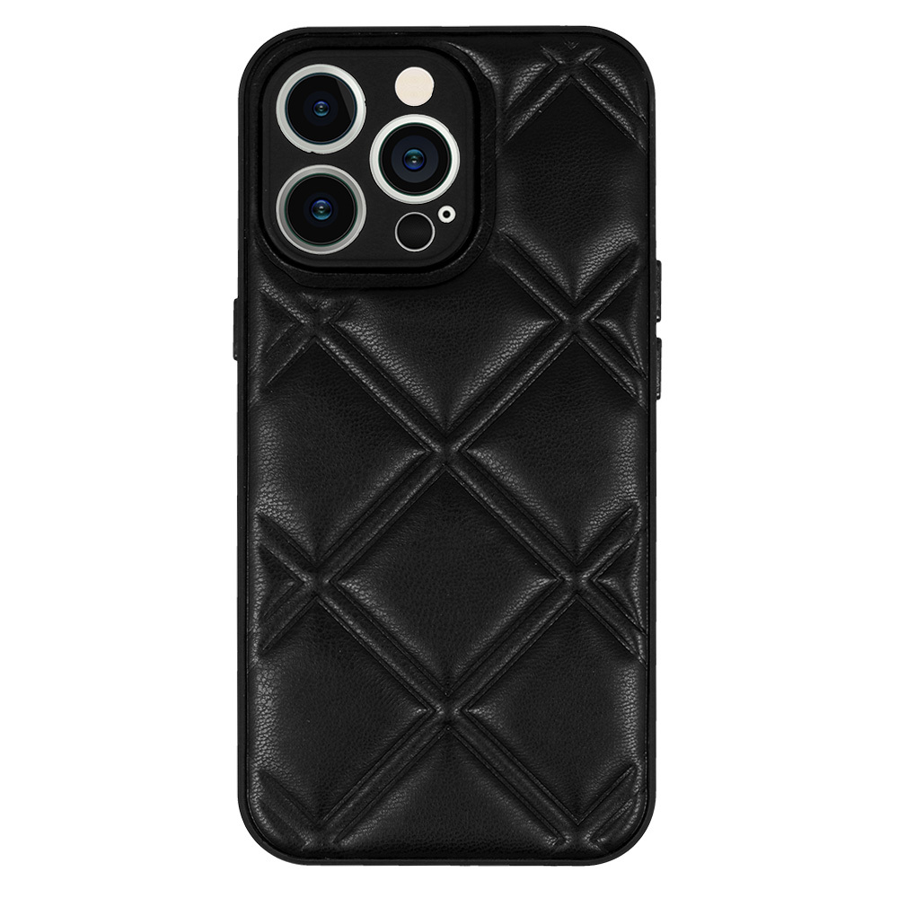 Pokrowiec etui z ekoskry 3D Leather Case wzr 3 czarne APPLE iPhone 12 / 2