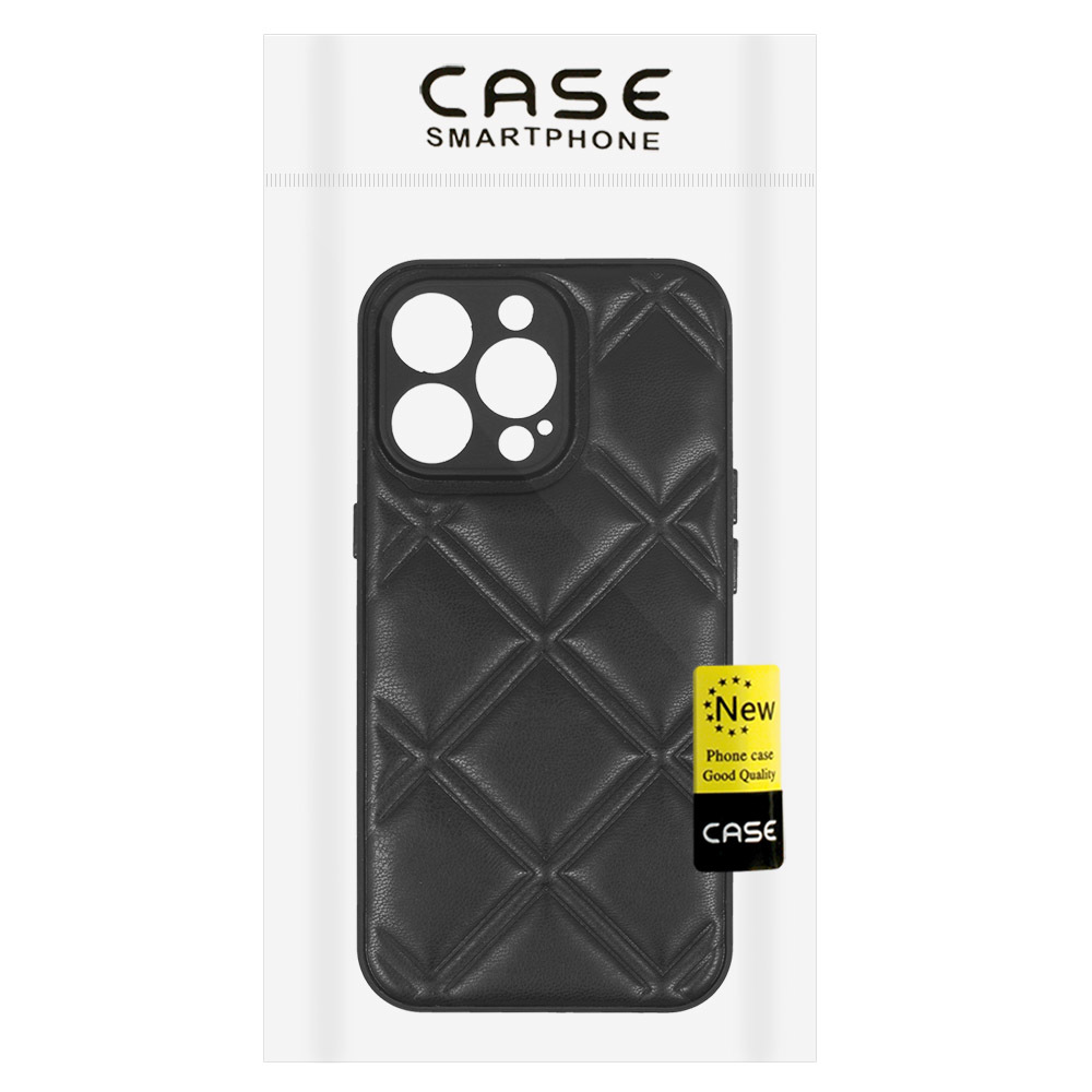 Pokrowiec etui z ekoskry 3D Leather Case wzr 3 czarne APPLE iPhone 12 / 6