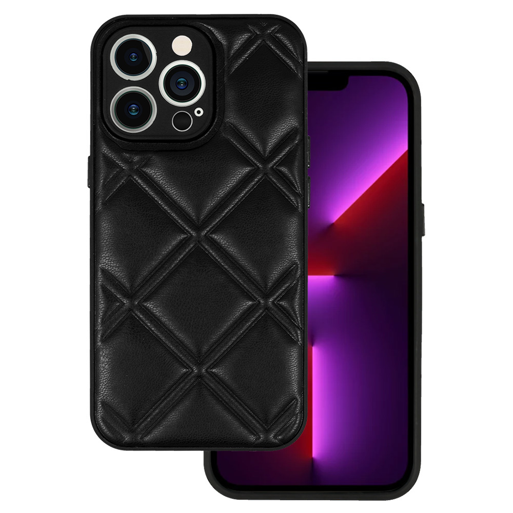 Pokrowiec etui z ekoskry 3D Leather Case wzr 3 czarne SAMSUNG Galaxy A13