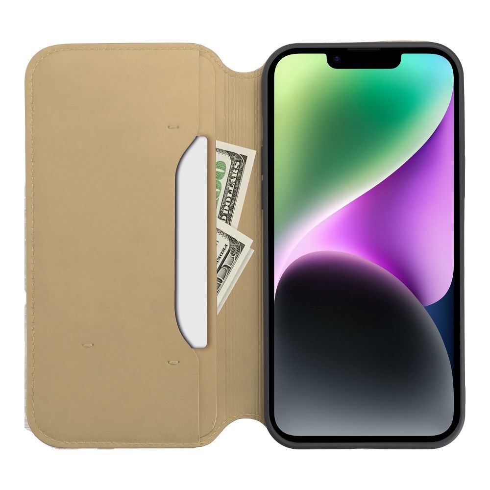 Pokrowiec etui z klapk Dual Pocket zote SAMSUNG Galaxy A14 4G / 4