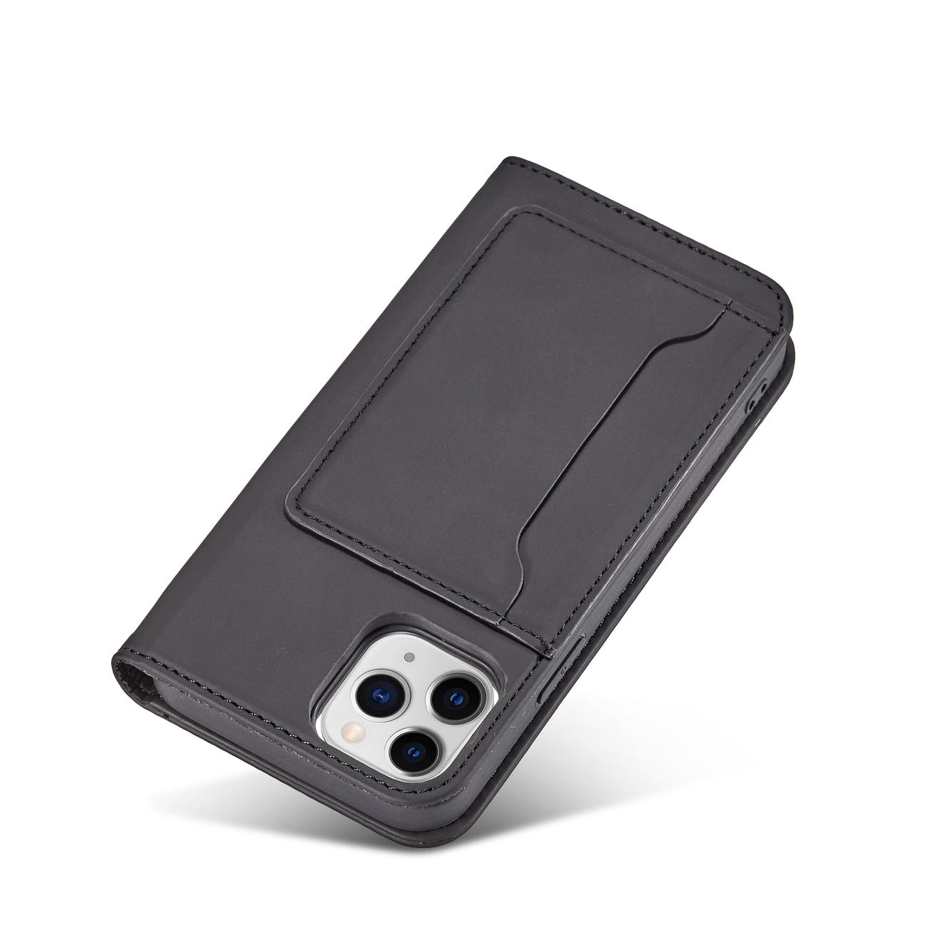 Pokrowiec etui z klapk Magnet Book Card czarne APPLE iPhone 12 Pro Max / 7
