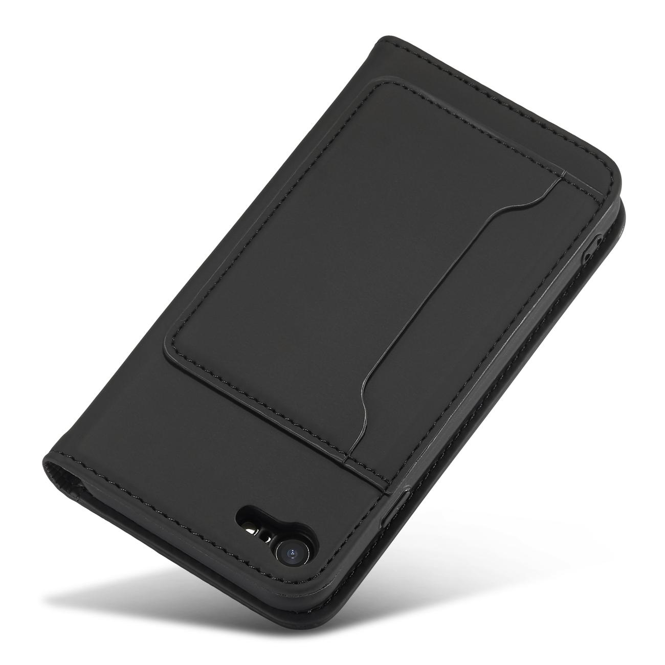 Pokrowiec etui z klapk Magnet Book Card czarne APPLE iPhone SE 2020 / 7