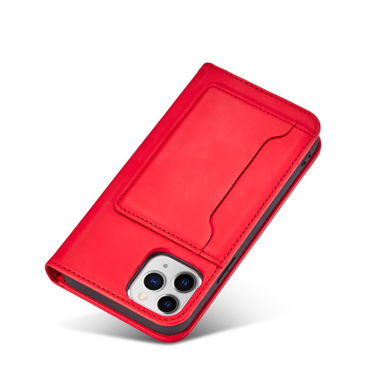Pokrowiec etui z klapk Magnet Book Card czerwone APPLE iPhone 12 Pro / 7