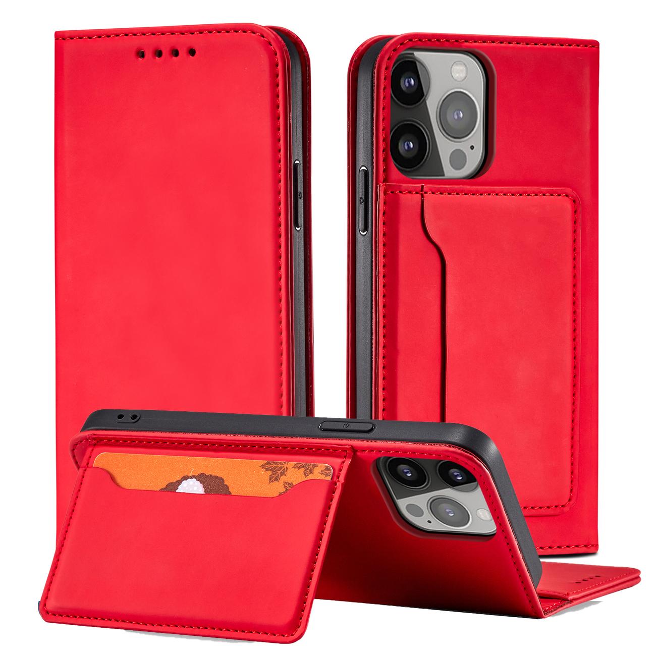 Pokrowiec etui z klapk Magnet Book Card czerwone APPLE iPhone 13 mini / 2