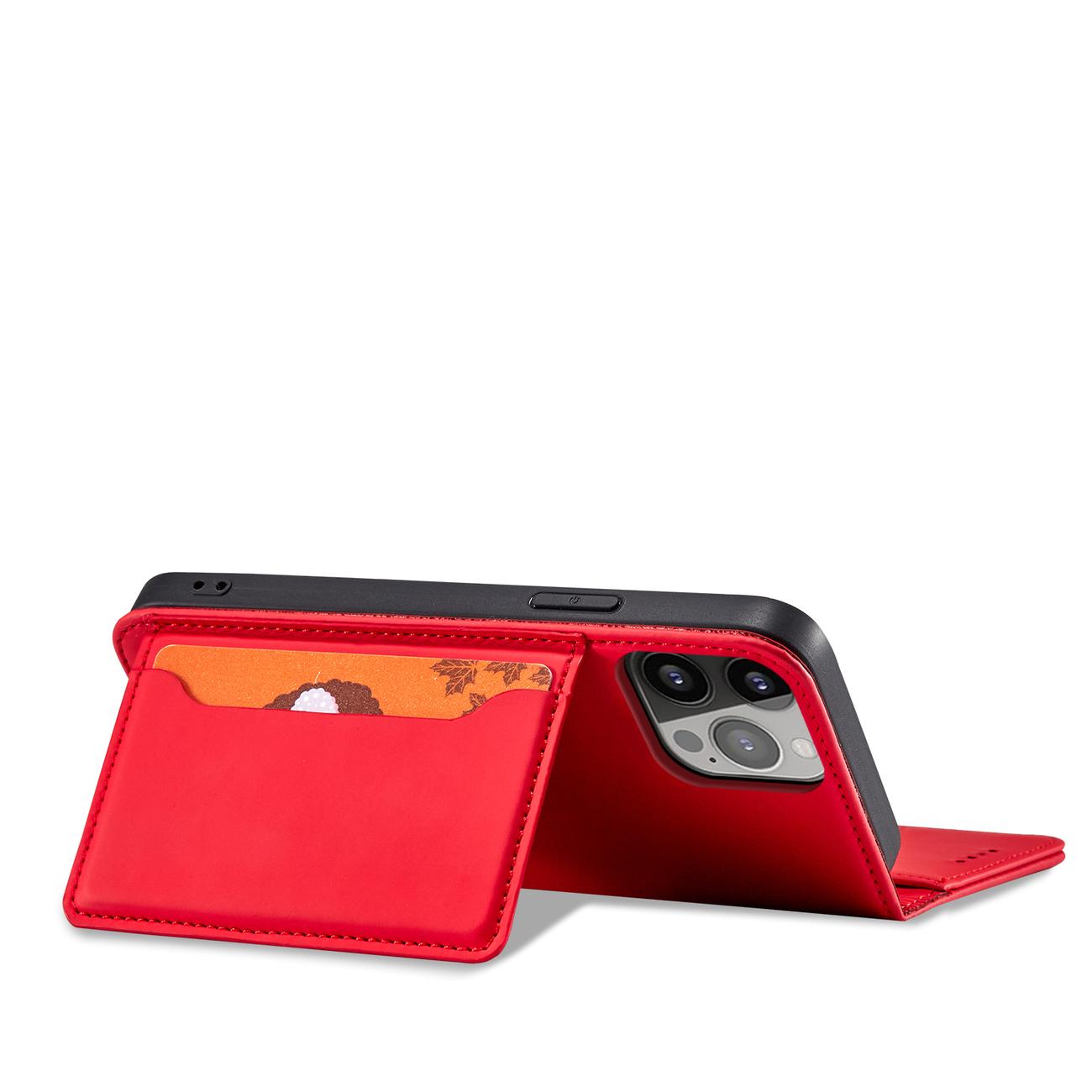 Pokrowiec etui z klapk Magnet Book Card czerwone APPLE iPhone 13 mini / 4
