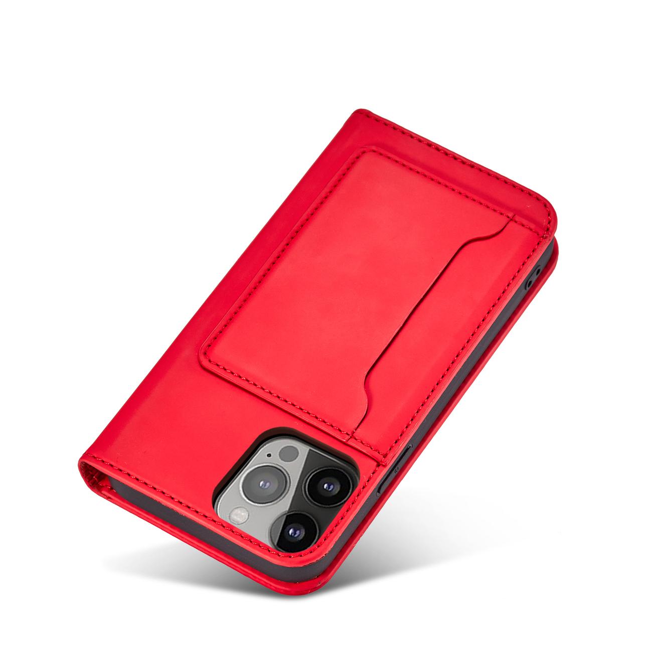 Pokrowiec etui z klapk Magnet Book Card czerwone APPLE iPhone 13 mini / 8