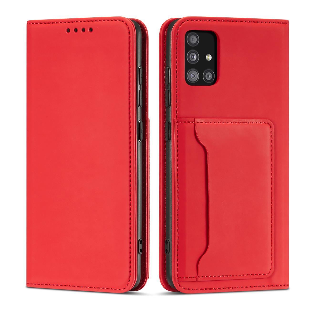 Pokrowiec etui z klapk Magnet Book Card czerwone SAMSUNG Galaxy A52 5G