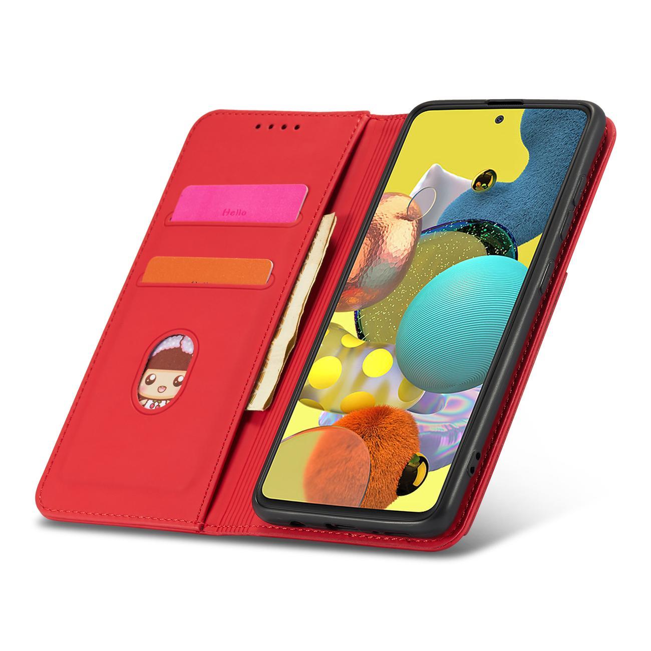 Pokrowiec etui z klapk Magnet Book Card czerwone SAMSUNG Galaxy A52 5G / 12