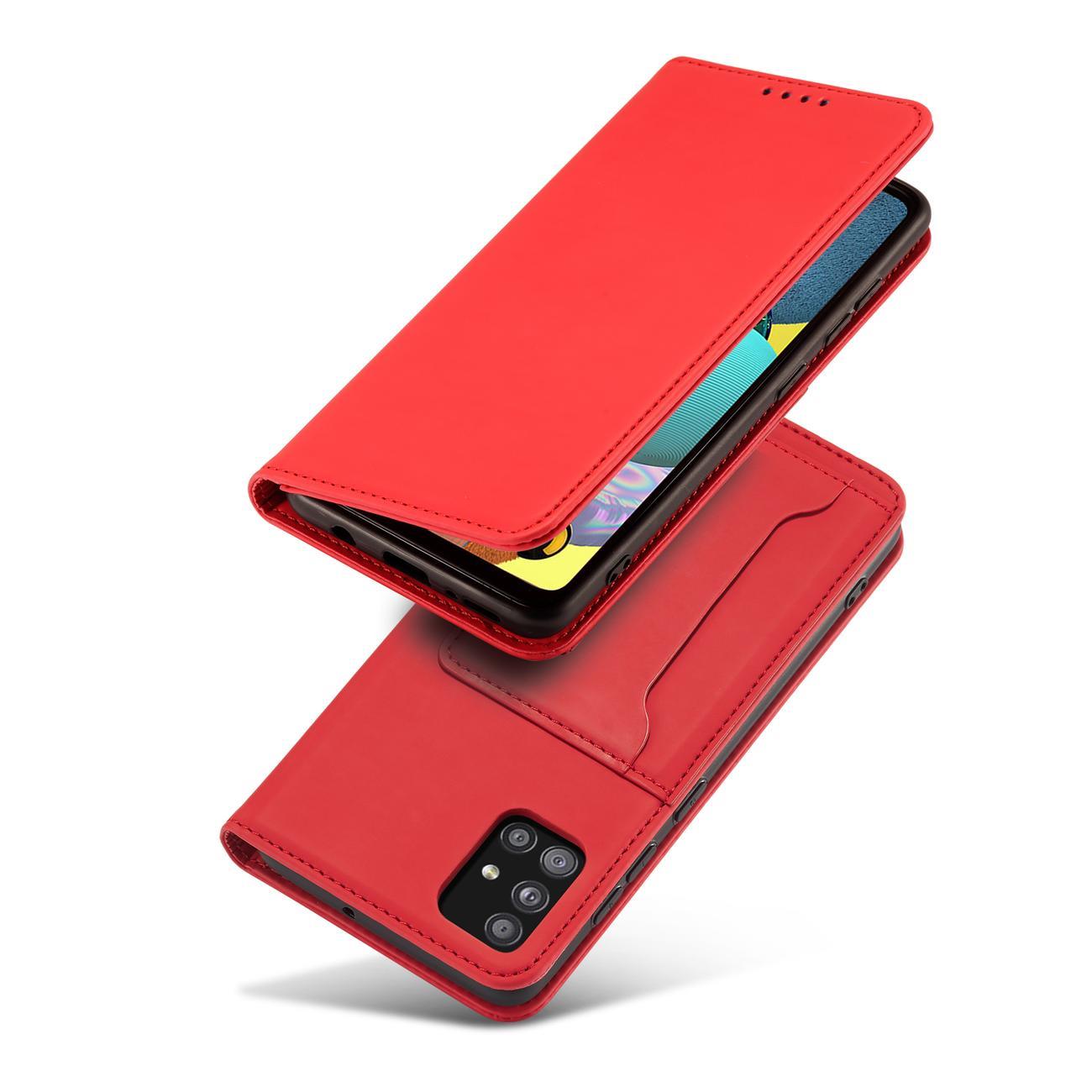 Pokrowiec etui z klapk Magnet Book Card czerwone SAMSUNG Galaxy A52 5G / 2