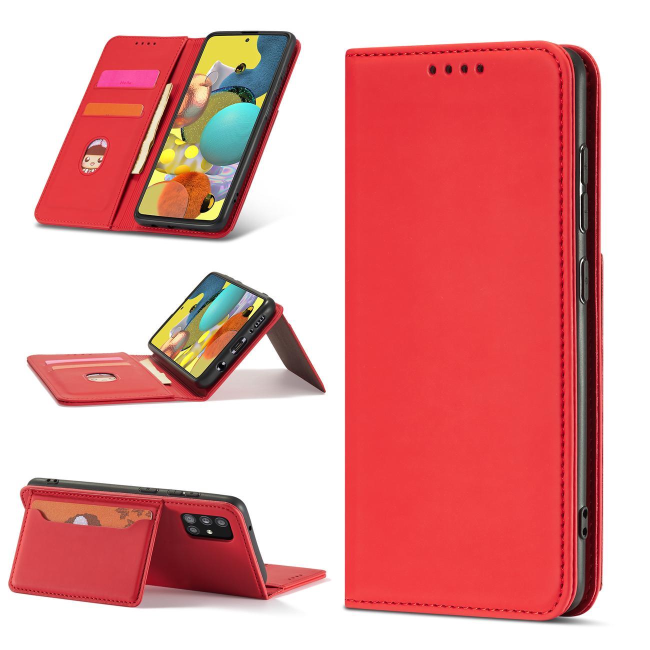 Pokrowiec etui z klapk Magnet Book Card czerwone SAMSUNG Galaxy A52 5G / 3