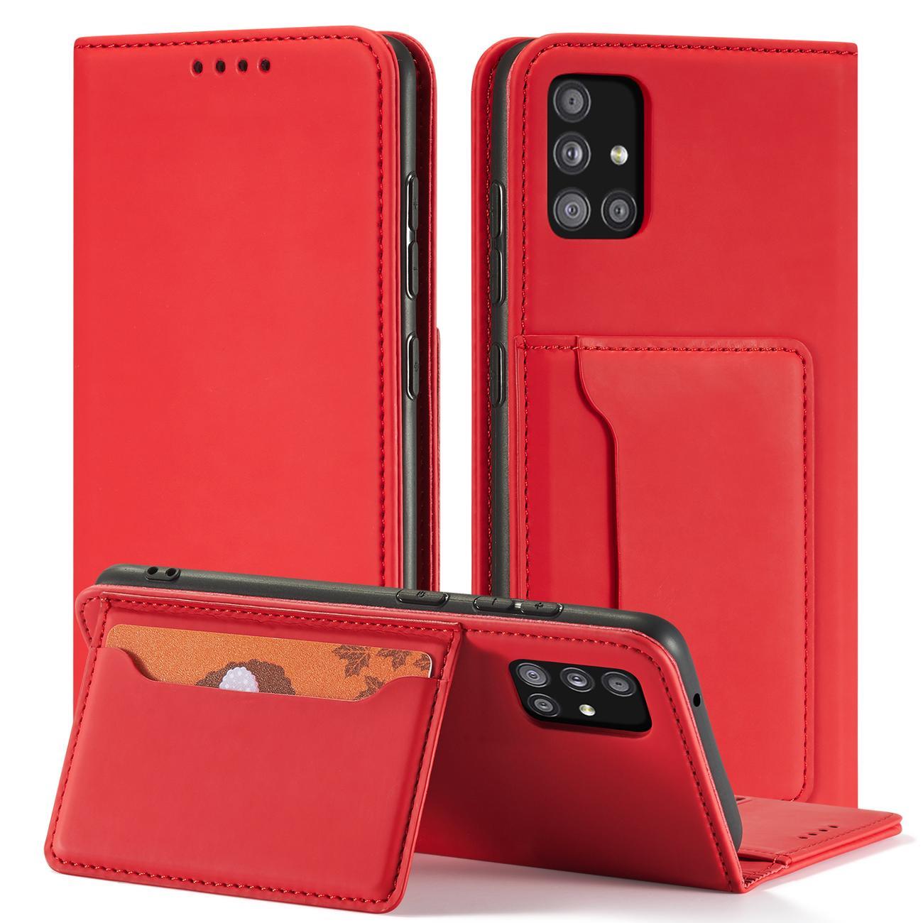 Pokrowiec etui z klapk Magnet Book Card czerwone SAMSUNG Galaxy A52 5G / 4