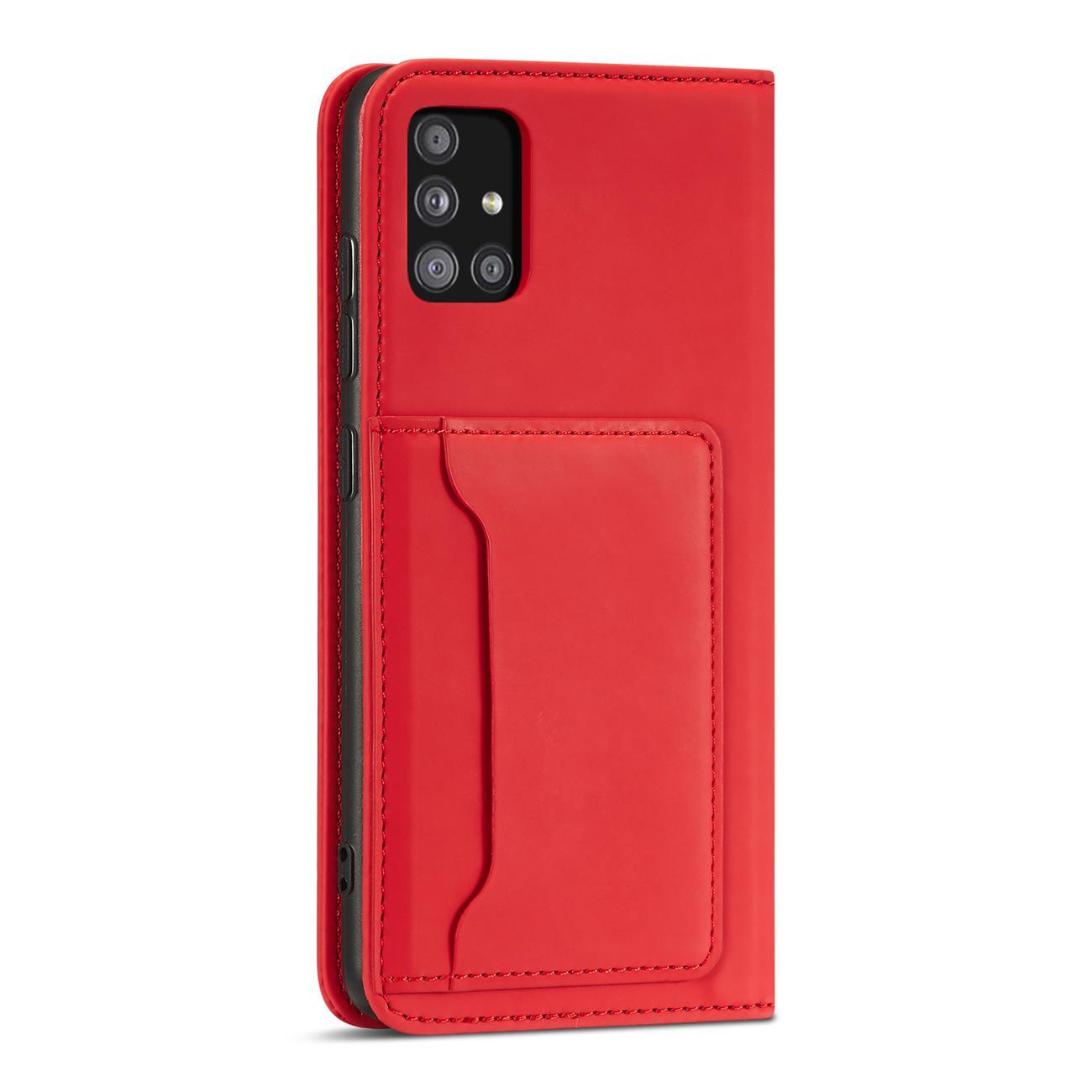 Pokrowiec etui z klapk Magnet Book Card czerwone SAMSUNG Galaxy A52 5G / 6