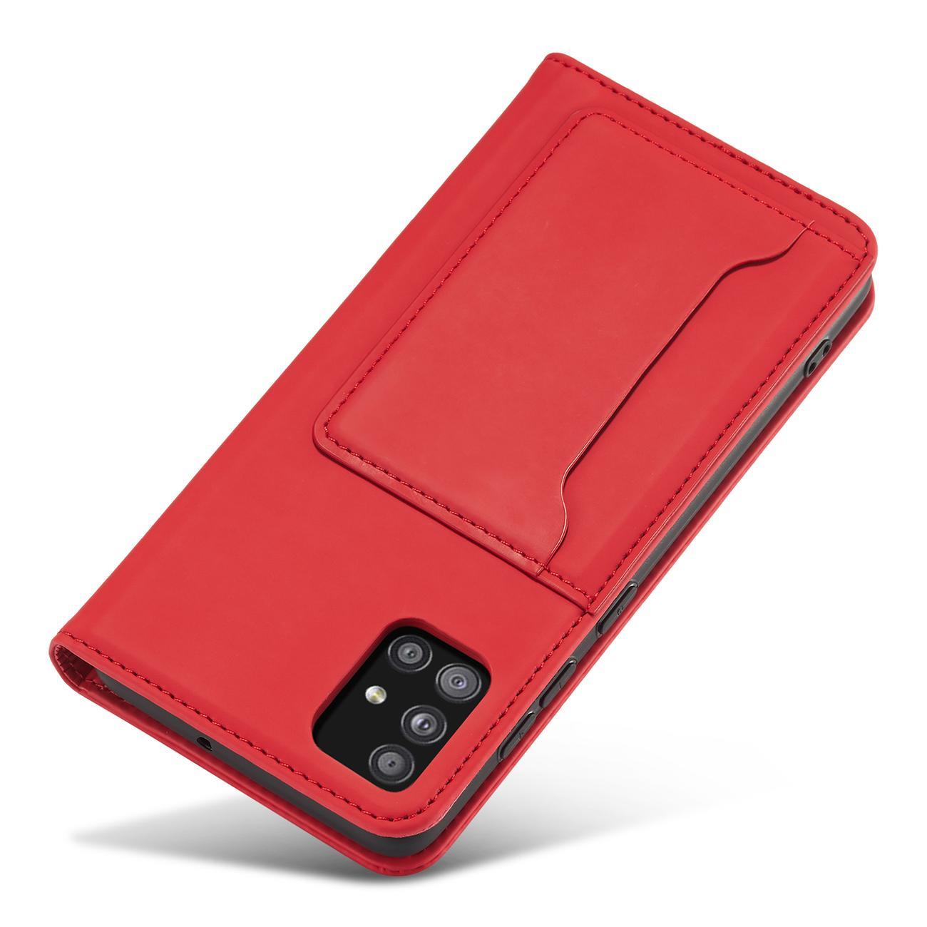 Pokrowiec etui z klapk Magnet Book Card czerwone SAMSUNG Galaxy A52 5G / 7
