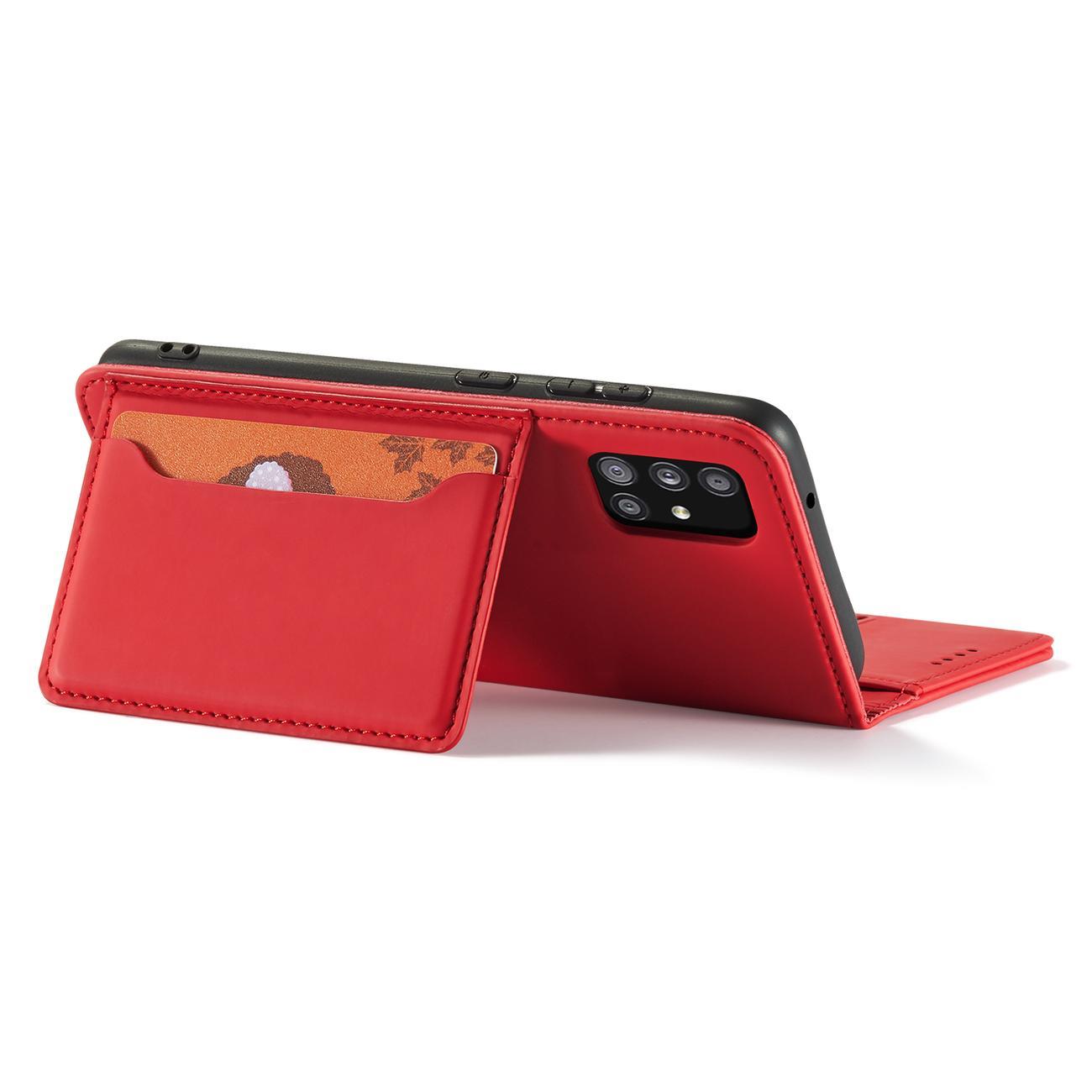 Pokrowiec etui z klapk Magnet Book Card czerwone SAMSUNG Galaxy A52 5G / 9