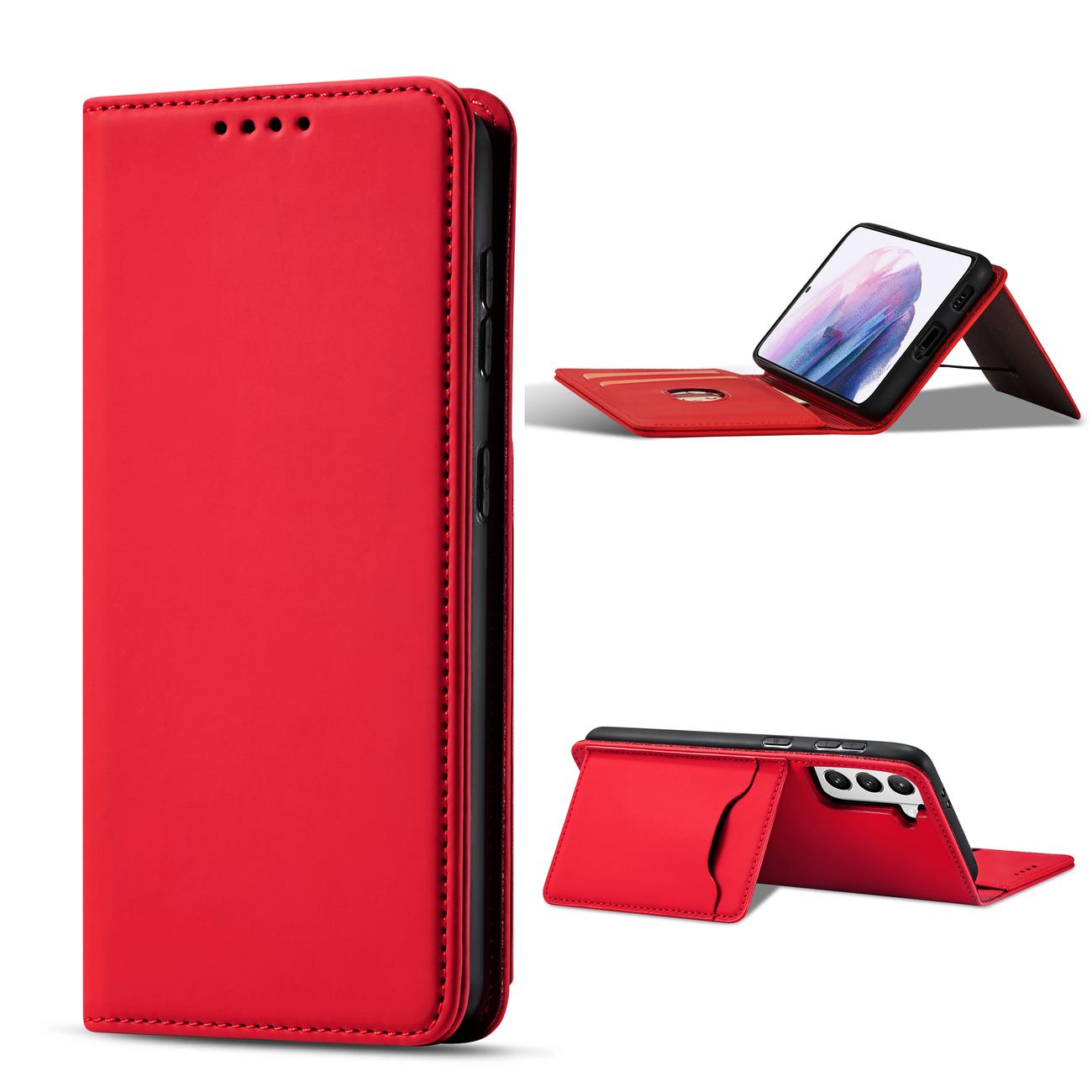 Pokrowiec etui z klapk Magnet Book Card czerwone SAMSUNG Galaxy S22 / 2