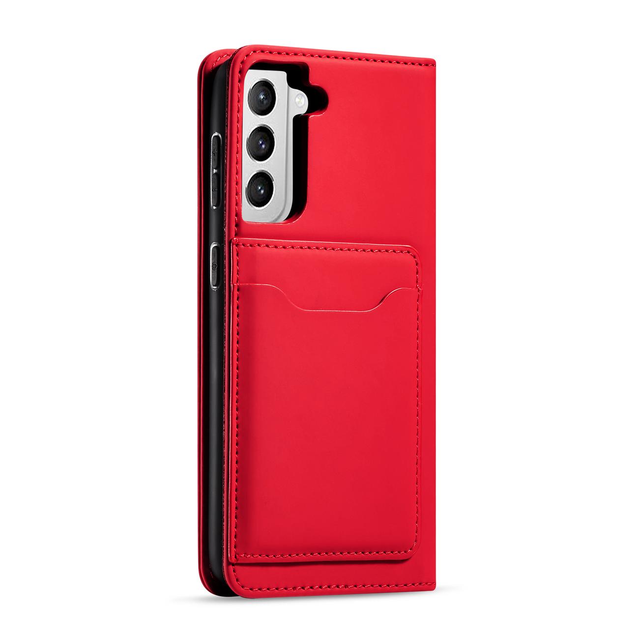 Pokrowiec etui z klapk Magnet Book Card czerwone SAMSUNG Galaxy S22 / 7
