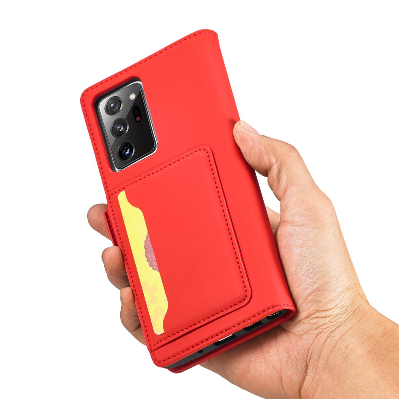 Pokrowiec etui z klapk Magnet Book Card czerwone SAMSUNG Galaxy S22 Ultra / 12