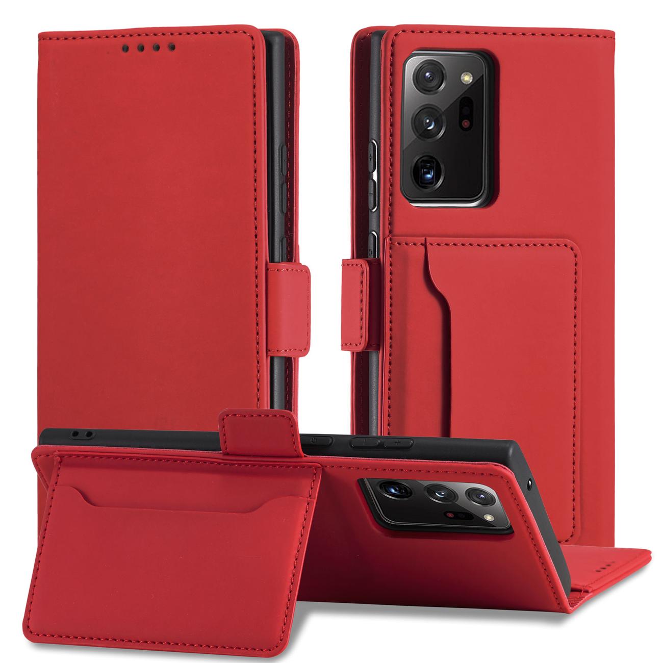 Pokrowiec etui z klapk Magnet Book Card czerwone SAMSUNG Galaxy S22 Ultra / 2