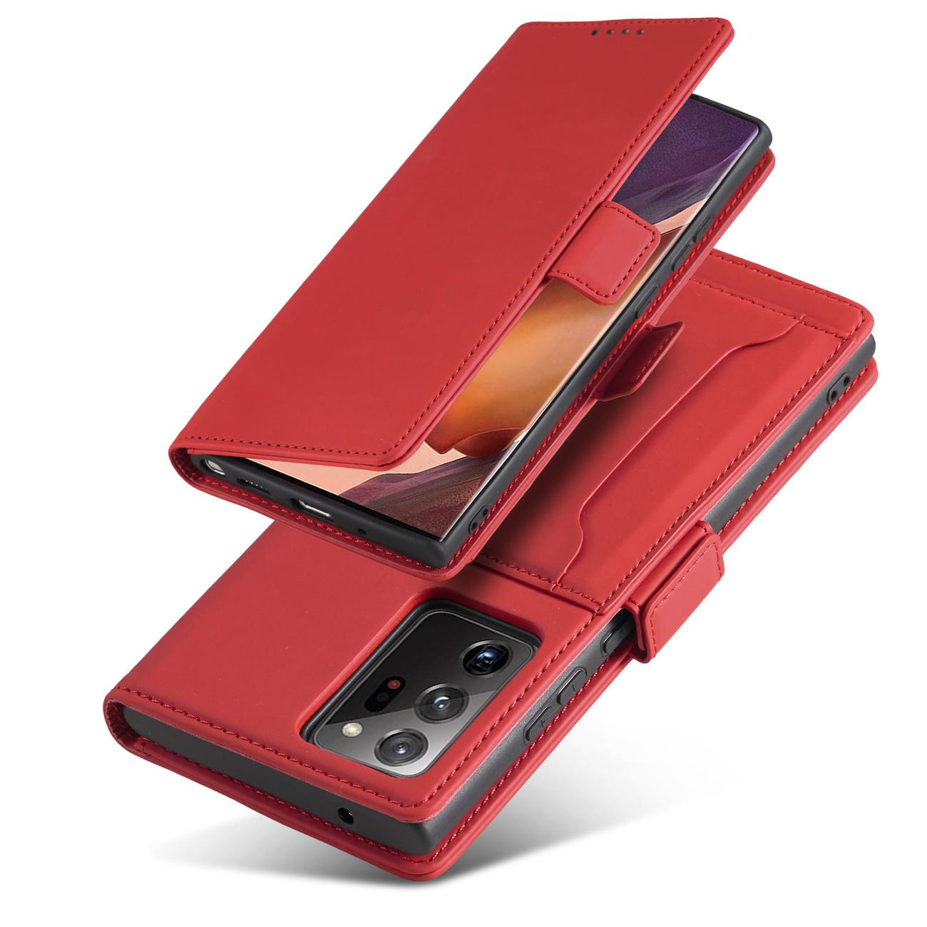 Pokrowiec etui z klapk Magnet Book Card czerwone SAMSUNG Galaxy S22 Ultra / 3