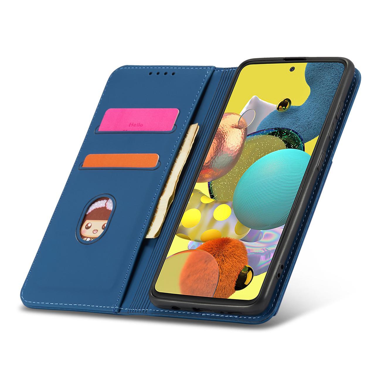 Pokrowiec etui z klapk Magnet Book Card niebieskie SAMSUNG Galaxy A52 5G / 11
