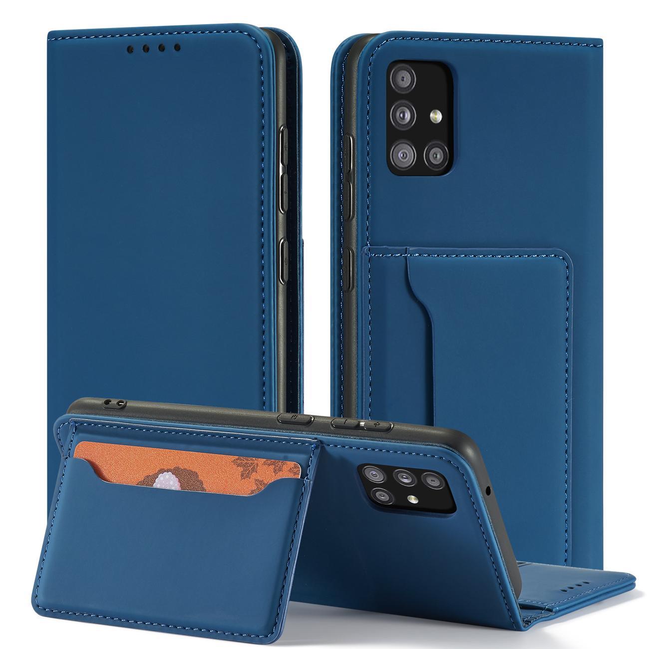 Pokrowiec etui z klapk Magnet Book Card niebieskie SAMSUNG Galaxy A52 5G / 2
