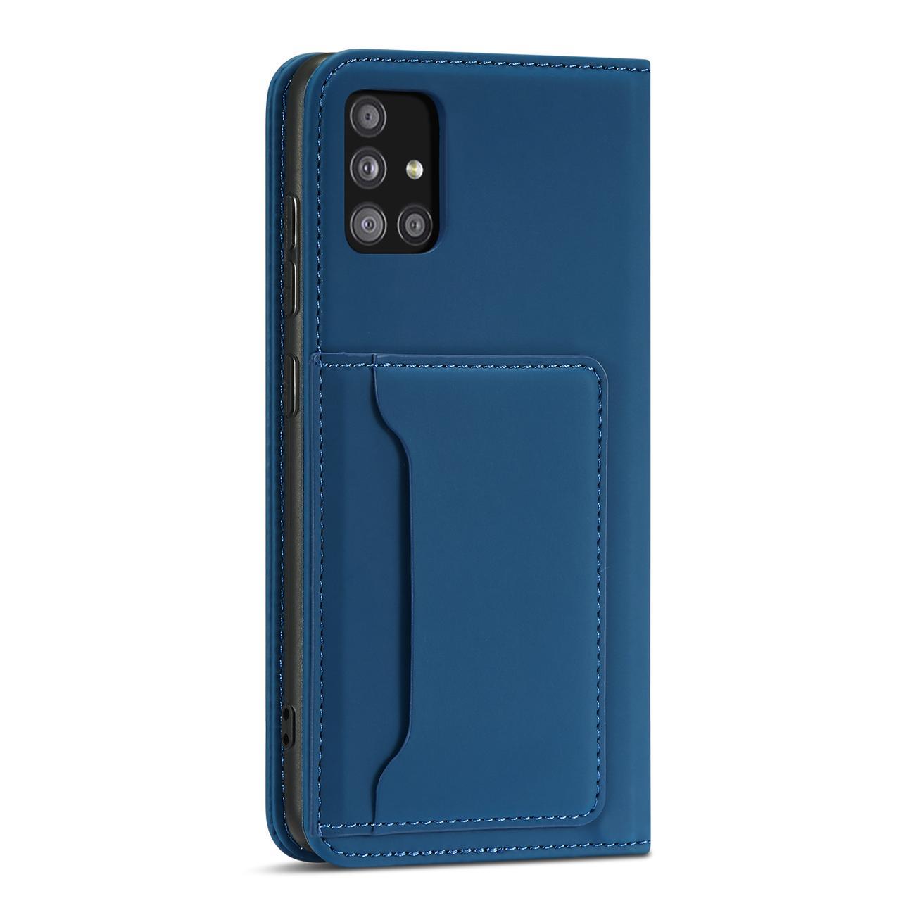 Pokrowiec etui z klapk Magnet Book Card niebieskie SAMSUNG Galaxy A52 5G / 6