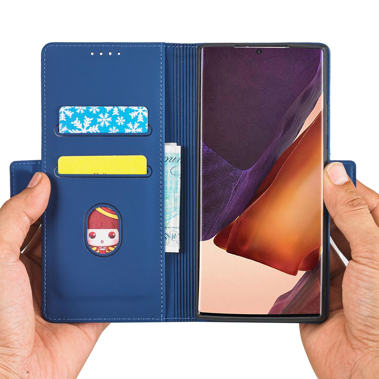 Pokrowiec etui z klapk Magnet Book Card niebieskie SAMSUNG Galaxy S22 Ultra / 12