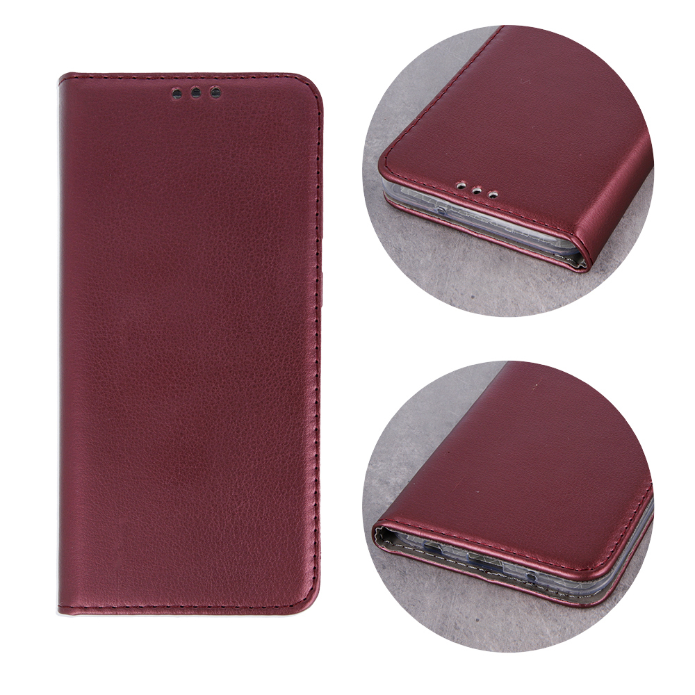 Pokrowiec etui z klapk Magnetic Book burgundowe LG K52 / 3