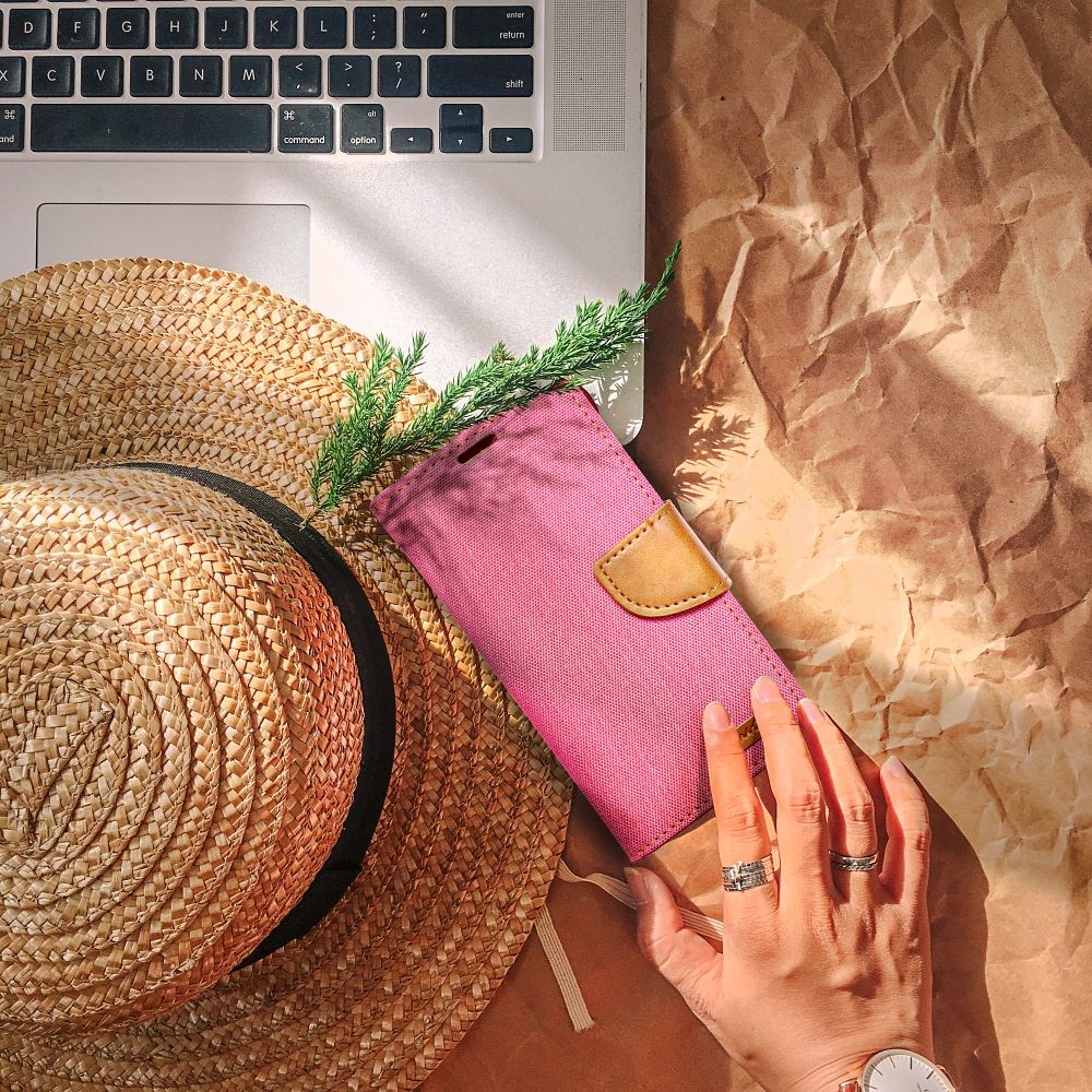 Pokrowiec etui z klapk� na magnes Canvas Book r�owe Xiaomi Redmi 12 / 10