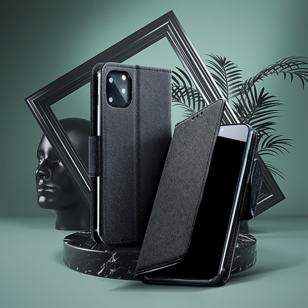 Pokrowiec etui z klapk na magnes Fancy Case czarne APPLE iPhone 6 Plus / 8