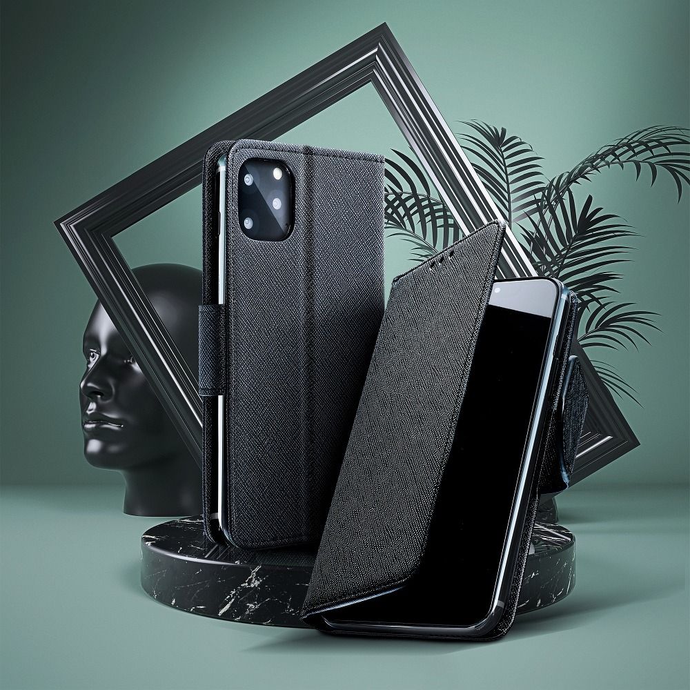 Pokrowiec etui z klapk na magnes Fancy Case czarne APPLE iPhone XS Max / 8