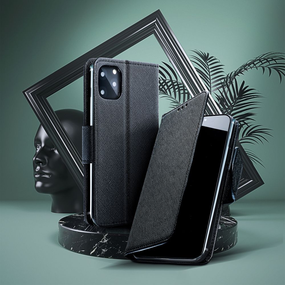 Pokrowiec etui z klapką na magnes Fancy Case czarne Xiaomi Redmi Note 13 / 9