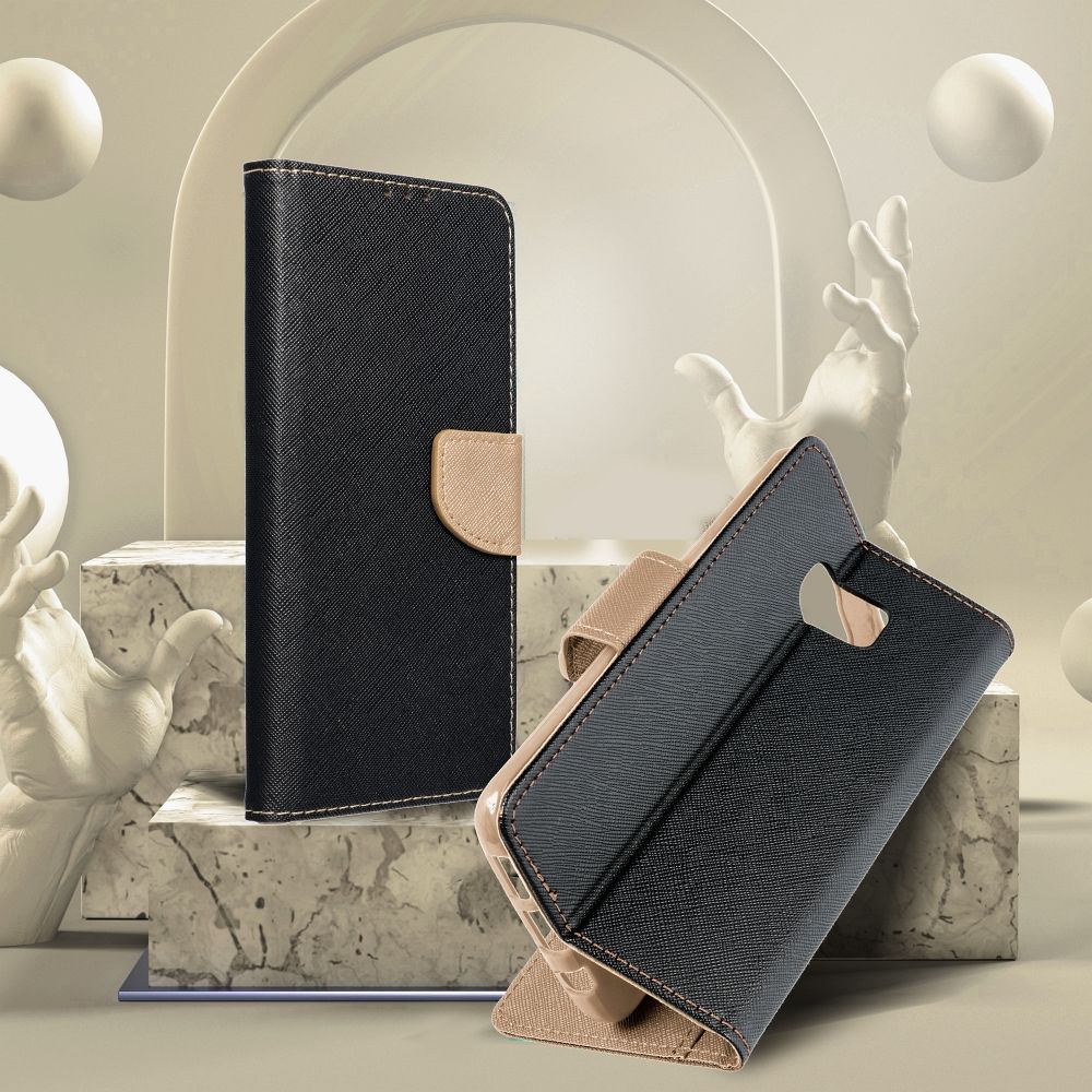 Pokrowiec etui z klapk na magnes Fancy Case czarno-zote Xiaomi Poco C65 / 3